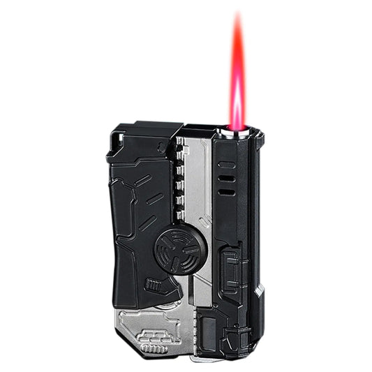 Torch Lighter Foldable Cool Design Lighters Windproof Adjustable Jet Flame Lighter Butane Refillable Great Gifts for Men Women Lighters for Candle Kitchen Camping BBQ(Without Gas)-Black