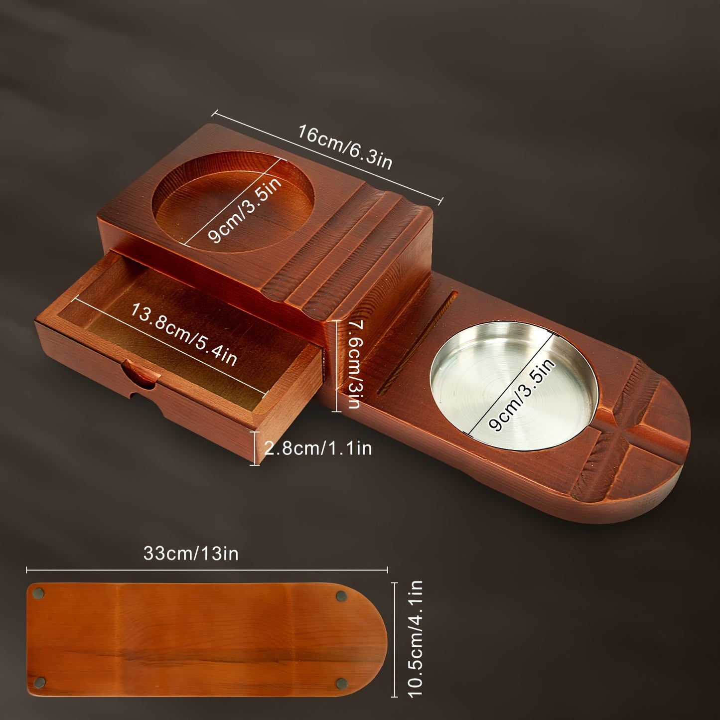 4 In 1 Cigar Humidor and Cigar Ashtray Set, Cigar Accessories with Ashtray, Drawers, Cigar Trough, Cigar Cutter Trough, Can Place Wine Glasses, Cigar Clippers, Wooden Tray, Ashtray, Cigar Accessories Kit for Men Luxury, Cigar