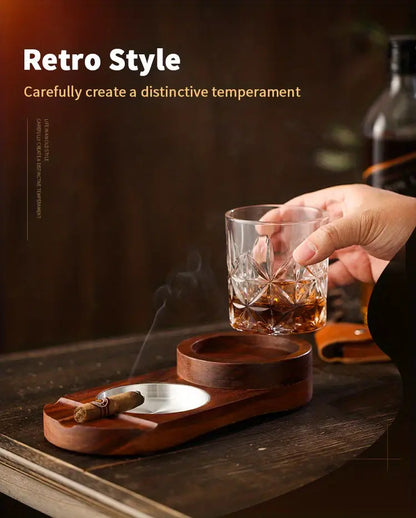 Wooden Cigar Ashtray Coaster and Holder for Gifts