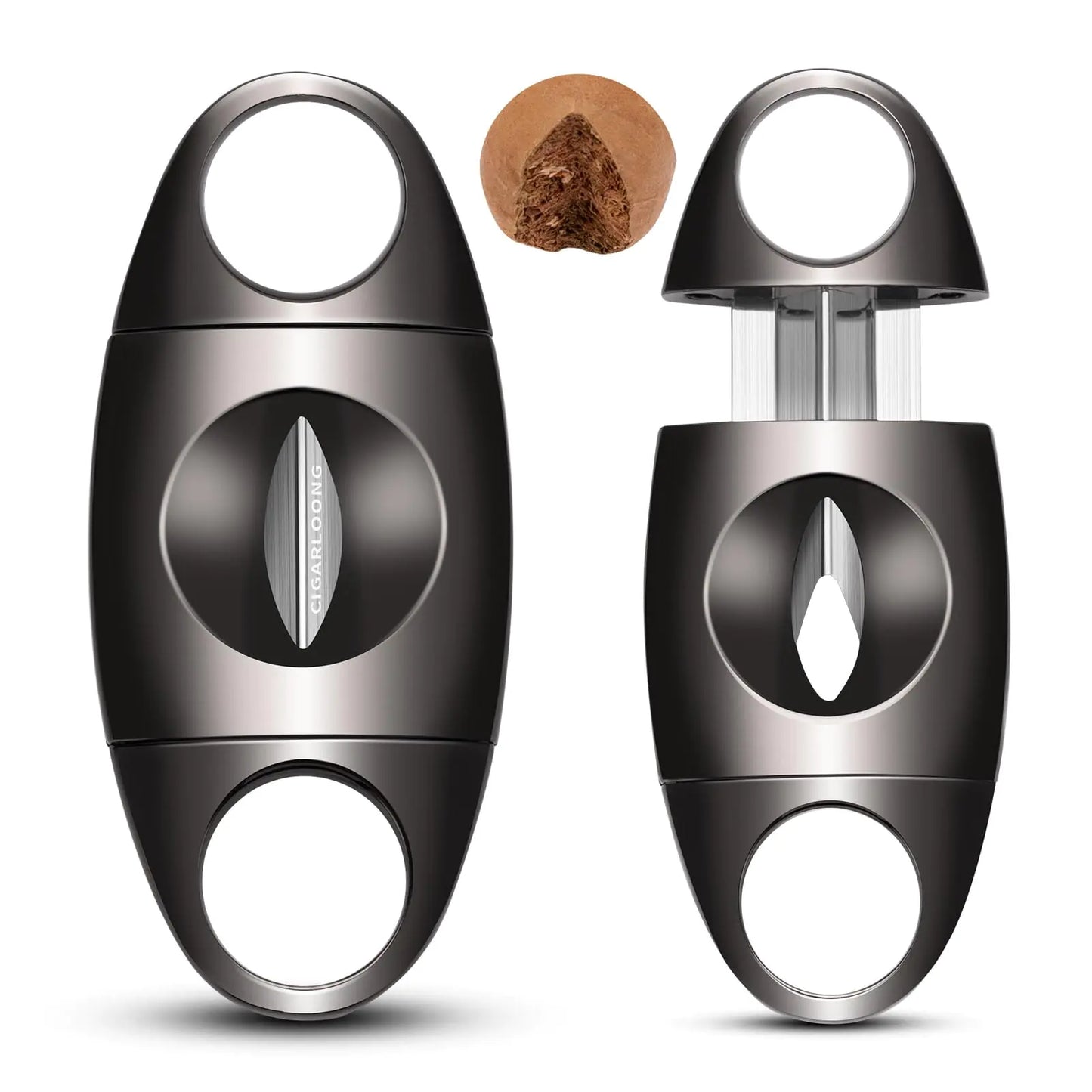HANCIGAR Cigar Cutter Stainless Steel V-Cut Cigar Cutter Portable Cigar Guillotine as a Gift for Men (Black)