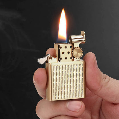 SOMGEM Vintage Pocket Lighter Fluid Refillable Cool Pipe Lighter Insert for Classic Flip Lighter Cases Windproof Gold Trench Lighters Inserts Soft Flame Unique Birthday Gifts for Men Dad Husband