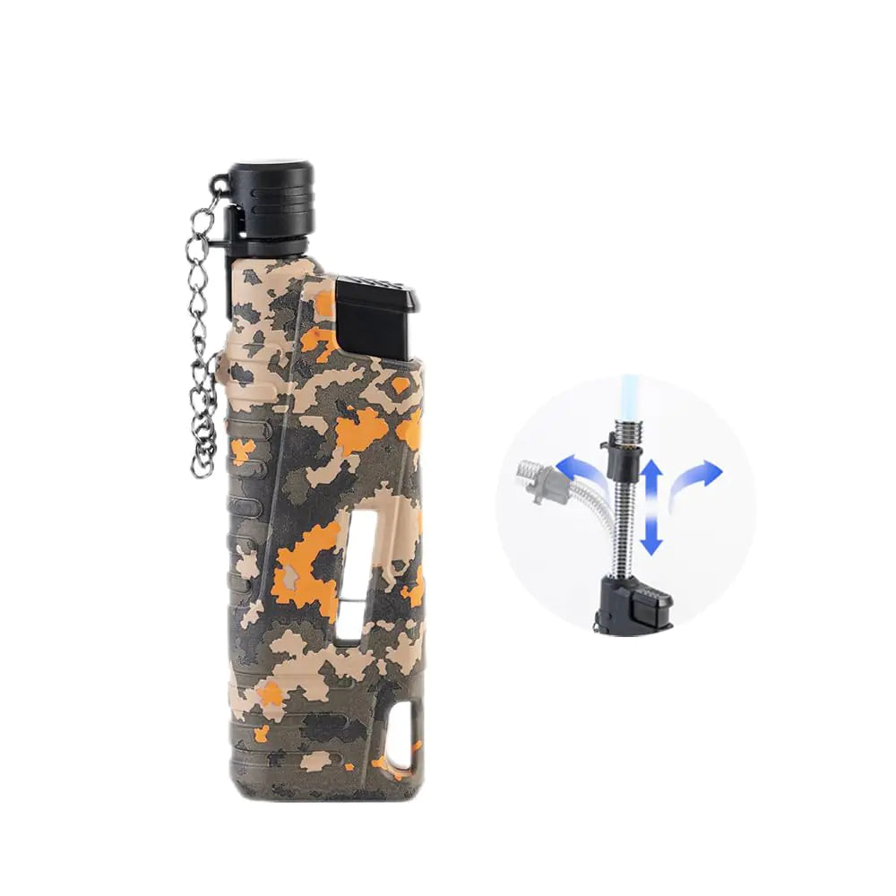Torch Lighter Flexible Wand Telescopic Windproof Jet Flame Lighters Butane Refillable for for Candle Kitchen Outdoor Grill Fireplace Camping(Buatne Not Included)(Camouflage Yellow)