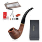 Joyoldelf Smoking Pipe Wooden Tobacco Pipe with Gift Box Rosewood Tobacco Pipes for Smoking with Tobacco Pipe Stand 9mm Pipe Filter 3-in-1 Pipe Scraper and Smoking Accessories
