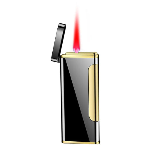 Jet Torch Lighter Windproof Refillable Butane Gas Flame Slim Mini Lighter Good for Cigar Cigarette Candle (Black)