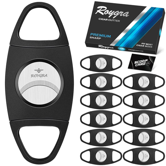 roygra Cigar Cutter Enlarge 65 Ring Fit Almost Cigar Sizes Guillotine Double Blade - Set of 12