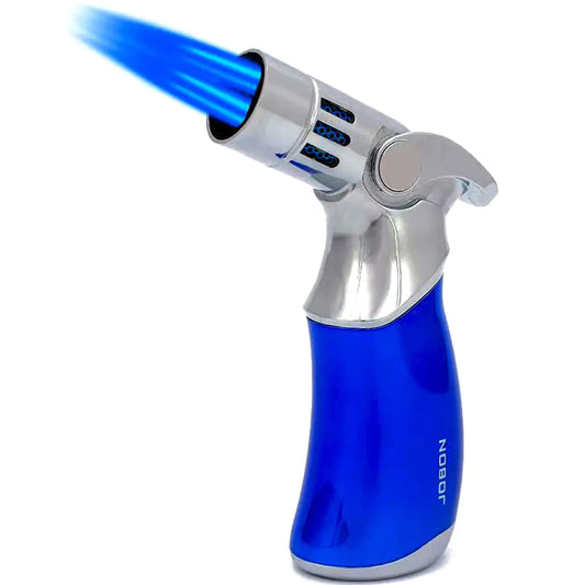 Torch Lighter Quad 4 Jet Flame Refillable Butane Cigar Lighters Adjustable Windproof Lighter Butane NOT Included (blue)