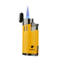 Cigar Lighters Torch with Punch 4 Jet Butane Refillbale Lighter Metal Torches Windproof (Yellow)