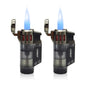 JOBON Triple Jet Flame Torch Lighter Butane Refillable Gas Lighters with a Gift Box 2 Pack (Butane Not Included) (Black Nickel)